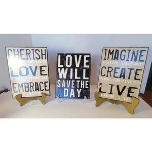 Set of 3 Wood Sign Decor with Sayings for Life Wood Plaque Hanging Wall Art
